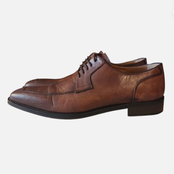 Kenneth Cole New York Mens Dress Shoes Size 11.5 Cognac Leather Oxford Lace up - Picture 1 of 11